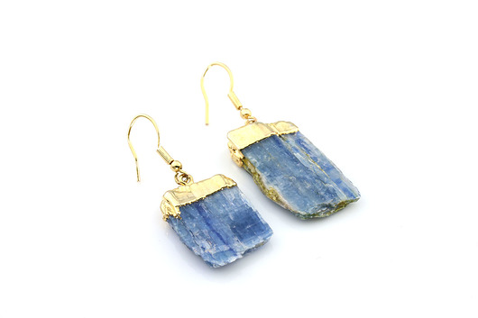 Brazi Earrings Raw Kyanit Niebieski złoto Brazi Druse Jewelry