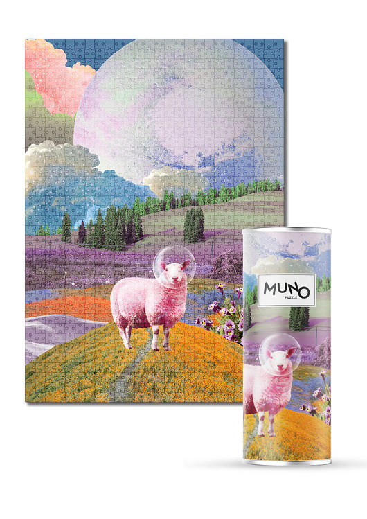 puzzle dla dzieci Muno Puzzle "Space Sheep" by Agnieszka Osiecka 1000 el. w ozdobnej tubie