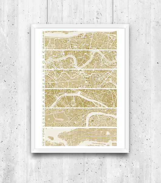Six cities - miasta, plakat minimalmill