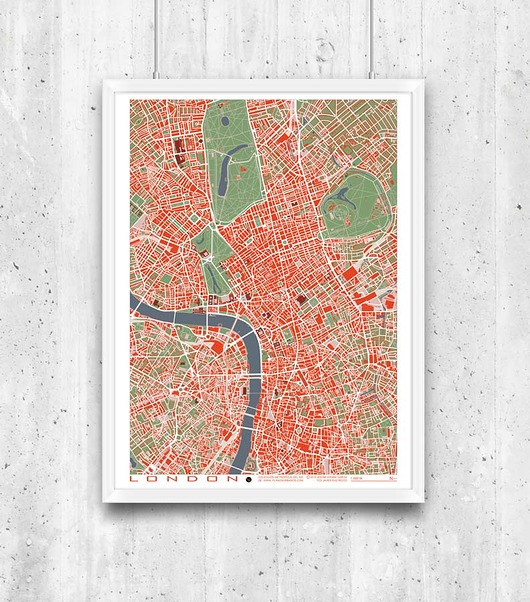Plakat London - plan miasta minimalmill