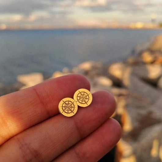 kolczyki pozłacane Kolczyki pozłacane - róża wiatrów