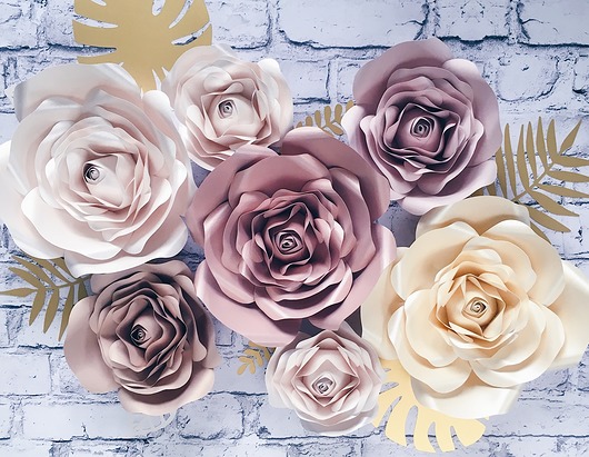 Duże kwiaty ROSE GOLD 3D - róże na ścianę So cute So lovely