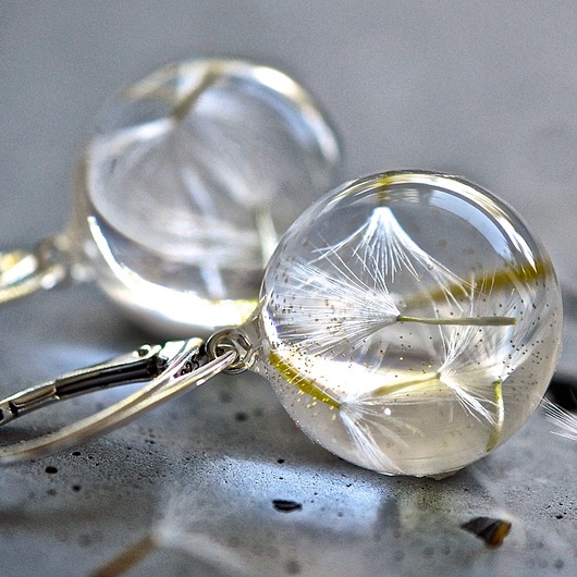 Kolczyki srebrne z cytrynowymi nasionami dmuchawca Grol Jewellery