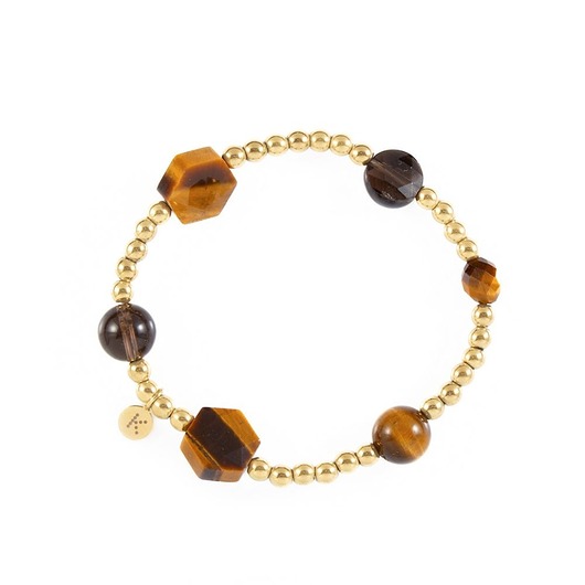 bransoletki z kamieni naturalnych Bransoletka z naturalnych kamieni w odcieniach brązu -Wersja Pozłacana