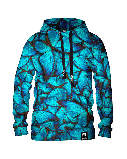 bluzy męskie Męska Bluza z kapturem DR.CROW Motyle Blue