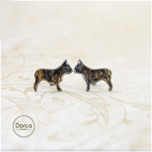 Buldog francuski mini- ceramiczne kolczyki Dorca