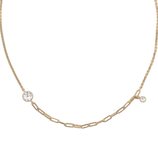 chokery Srebrny pozłacany naszyjnik choker z cyrkoniami