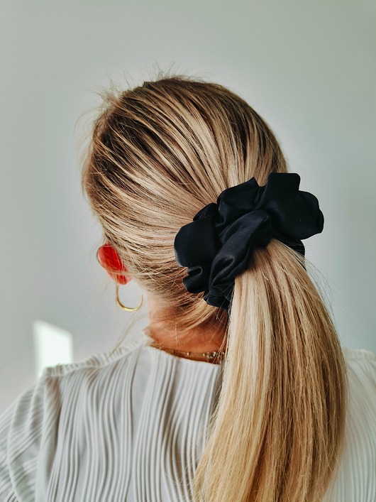 gumki do włosów Gumka jedwabna, scrunchie, frotka black orchid MAXI