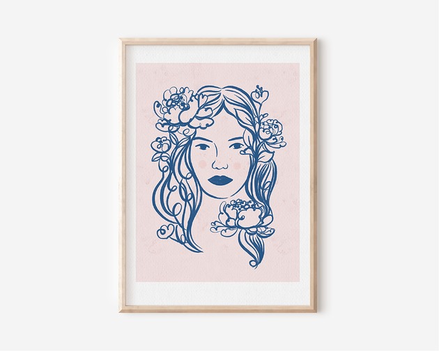 grafiki i ilustracje Plakat  botaniczny - DZIEWCZYNA Z PIWONIAMI