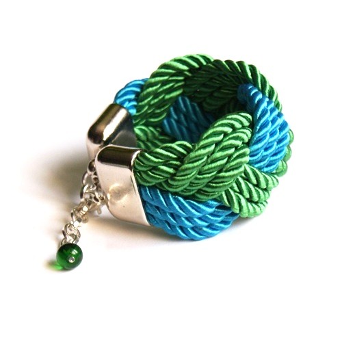 szeroka WIOSENNA bransoletka GREEN & turquoise kaktusia