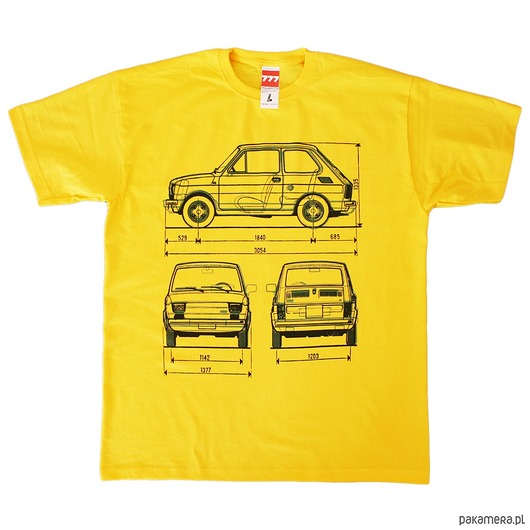 t-shirty męskie koszulka FIAT 126 MALUCH YELLOW tshirt