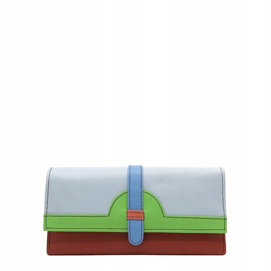 portfele damskie Portfel damski skórzany ze skrawków kolorowy przegródki na karty OLIVKA