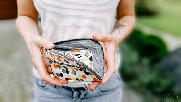 portfele damskie Marmollada - portfel bawełniany kropki + szary