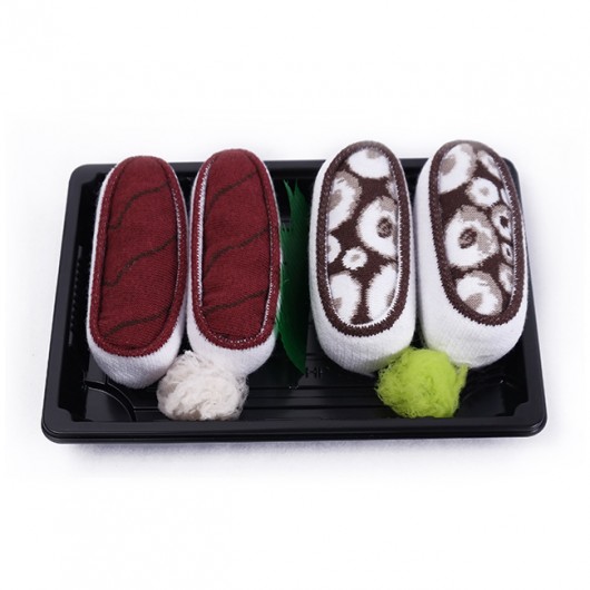 Sushi Socks Box 2 pary tuńczyk, ośmiornica brąz Skarpetkowelove