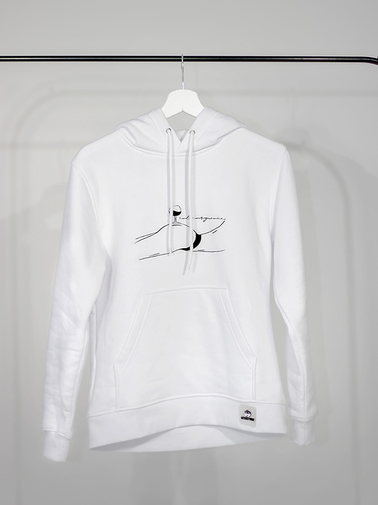 bluza z kapturem damska Bluza WINKO biała z nadrukiem