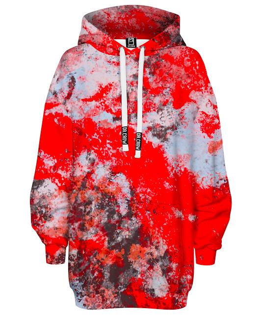 bluza z kapturem damska Bluza Oversize Tunika DR.CROW Marble Red