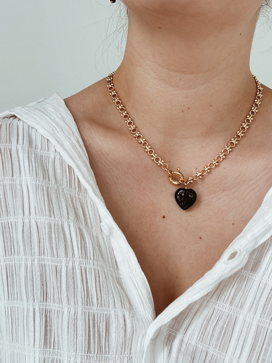 złote naszyjniki Naszyjnik łańcuszek Agat Czarny