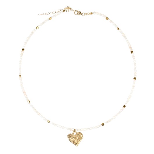 złote naszyjniki Naszyjnik ze złotym sercem i perłami Organica