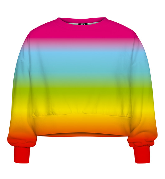 bluza bez kaptura damska DR.CROW Bluza Krótka CROP Ombre Rainbow