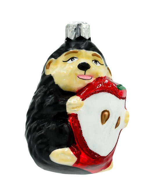 ozdoby choinkowe Bombka choinkowa: Jeżyk z jabłkiem: czarny