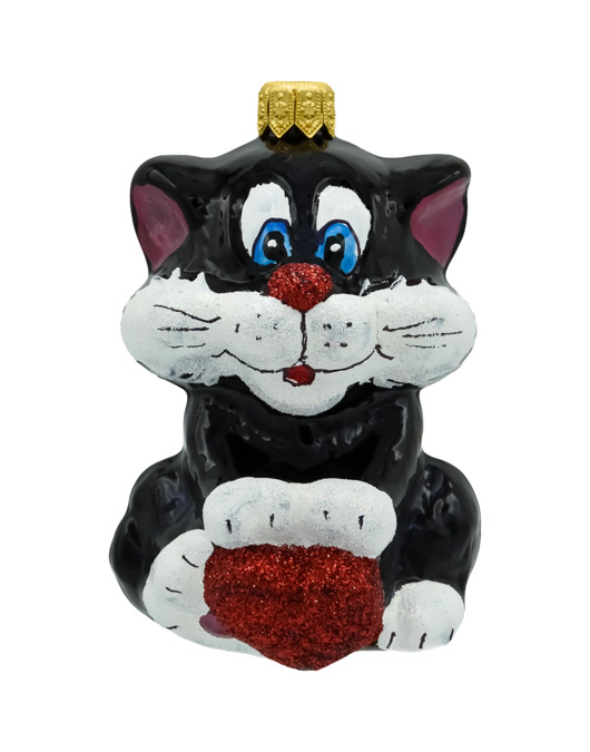 ozdoby choinkowe Bombka choinkowa: Kot z sercem: czarny