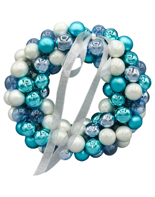 ozdoby choinkowe Bombka choinkowa: Stroik Świąteczny z mini bombek: niebiesko-biały