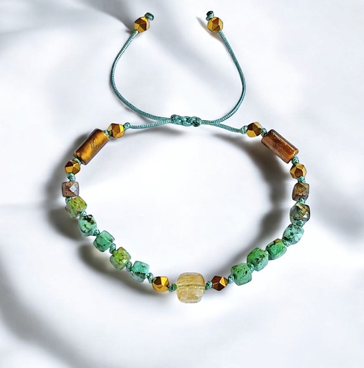 bransoletki z kamieni naturalnych SUKCES - amulet - turkus, cytryn, tygrysie oko, hematyt