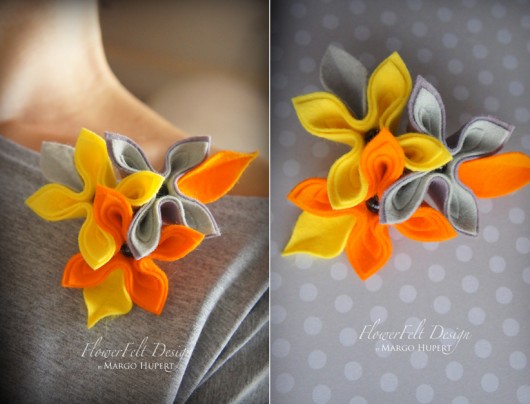 pomarańczowa z żółtym i szarym FlowerFelt Design