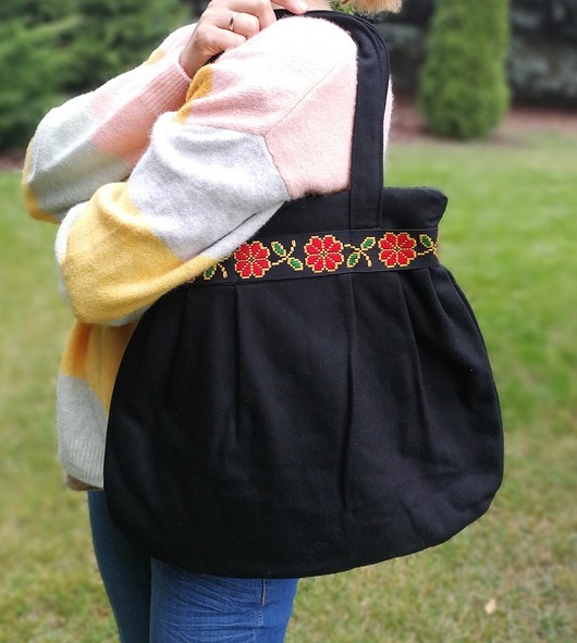 torebka damska retro koronka ludowa handmade  ruda klara