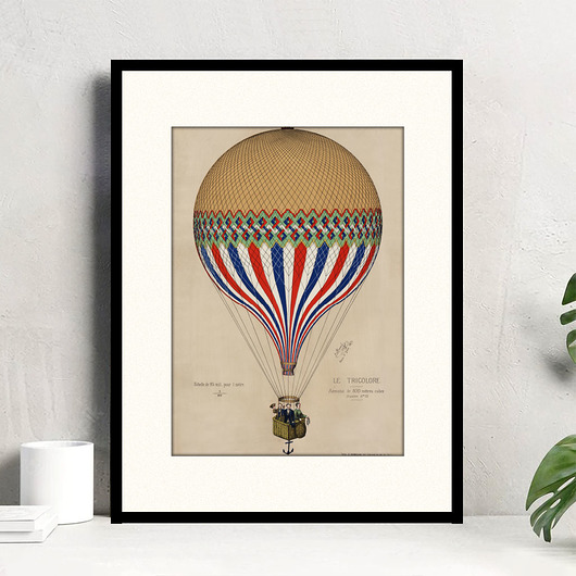 grafiki i ilustracje Lot balonem / grafika vintage