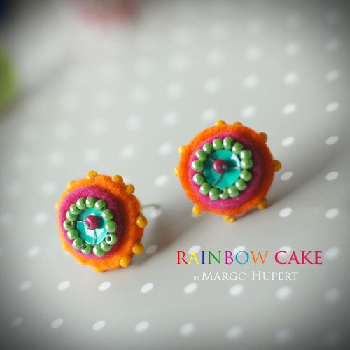 RainbowCake - pomarańczowo fuksjowe FlowerFelt Design