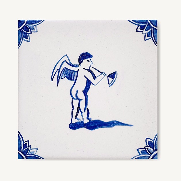 kafle i panele Kafelek ręcznie malowany z aniołkiem - holenderski