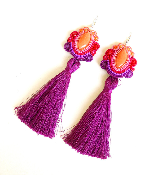 kolczyki soutache Sutaszowe kolczyki VAUCLUSE z chwostami