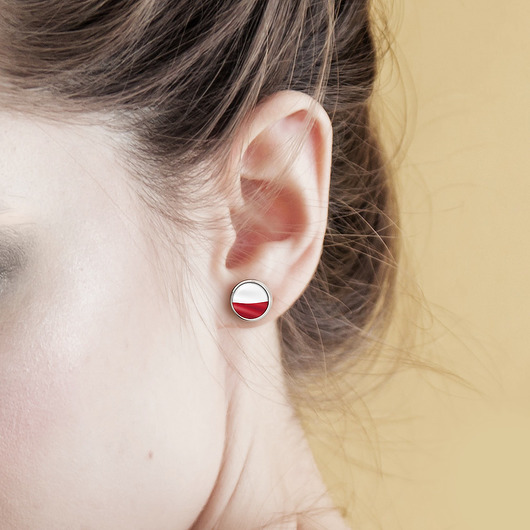 kolczyki szklane Kolczyki sztyfty - Polska flaga - mini