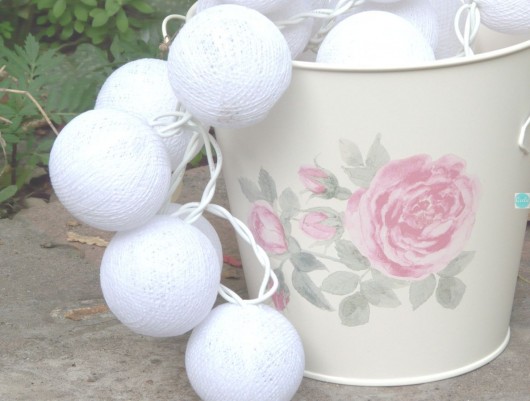 Qule Lampki Cotton Balls Light Love White ślub! qule