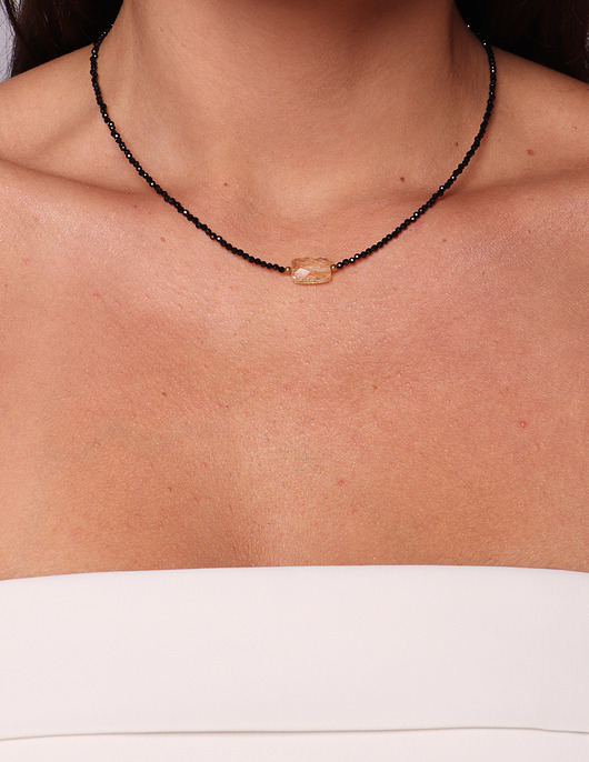 naszyjniki - inne Naszyjnik z kamieni naturalnych czarny turmalin cytryn hematyt