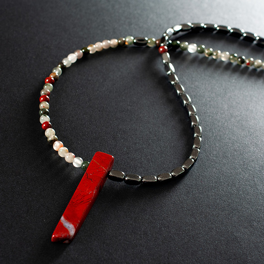 kolie Naszyjnik z jaspisem cesarskim i pirytem. [SN13]