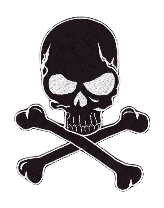 naszywki na ubrania Naszywka naprasowanka CZASZKA CZARNA termo haft 20x15,5cm duża