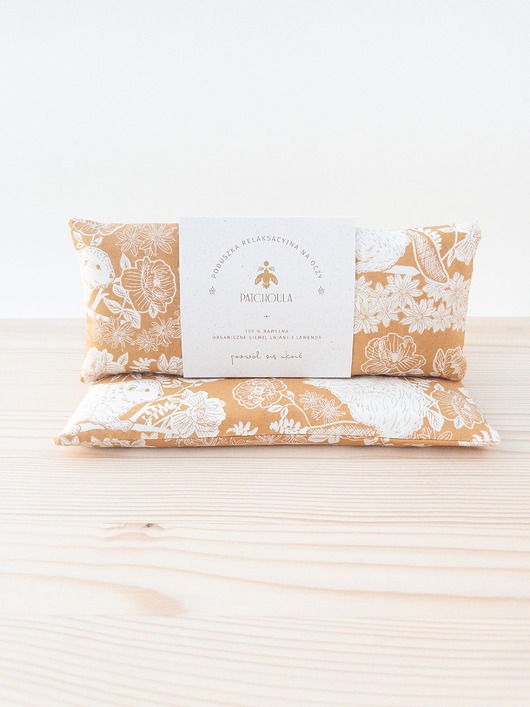 opaski na oczy Poduszka relaksacyjna na oczy z ekologicznym nasionami lnu i kwiatami lawendy.