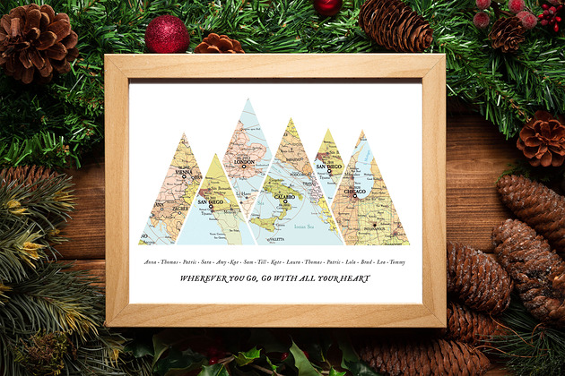 plakaty Plakat Personalizowana mapa, nasza historia, 6 miejsc