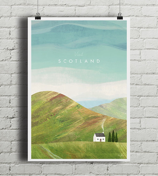 Szkocja - vintage plakat art giclee minimalmill