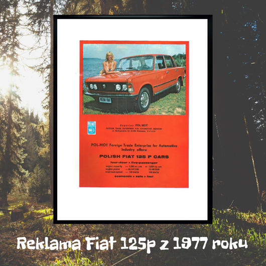 plakaty Plakat Oprawiona reklama FIAT 125p z 1977 r