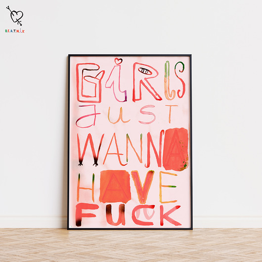 plakaty GIRLS JUST WANNA HAVE FUN/CK plakat GIRL POWER dla dziewczyny Dzień Kobiet