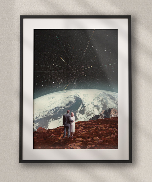 plakaty Plakat Noc spadających gwiazd - Kolaż Fine Art - Dekoracja Ścienna Do Salonu