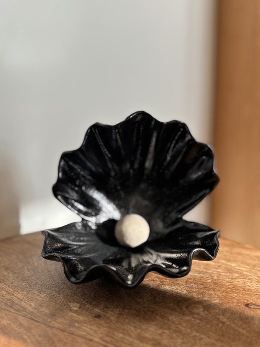 pojemniki na biżuterię Ceramiczna Podstawka na Biżuterię Czarna Muszla