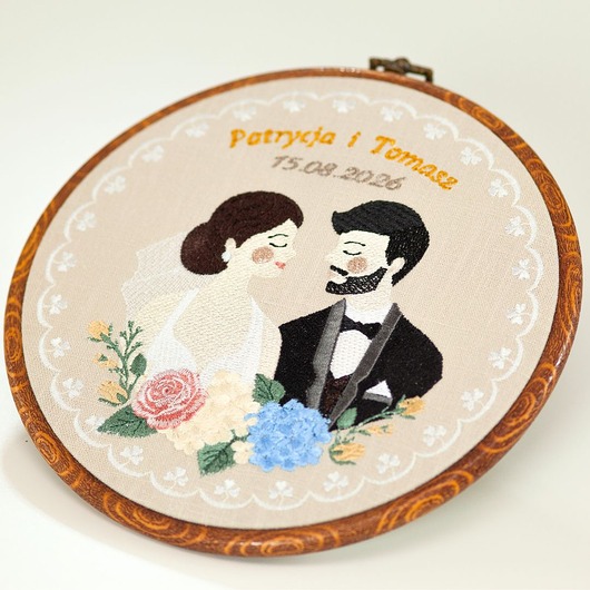 Ślub - inne Haft ślubny w oprawie 20 cm,pamiątka ślubna, podziękowania ślubne 43