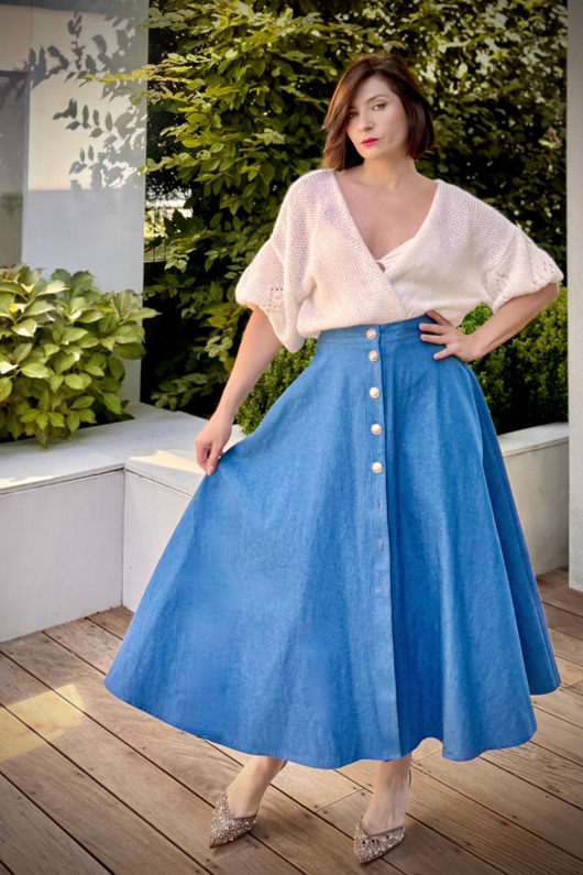 spódnice midi Spódnica denimowa w stylu New Vintage