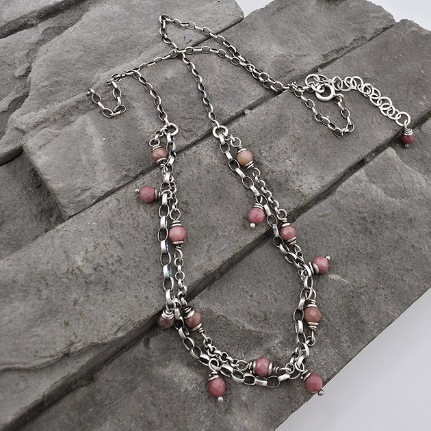 srebrne naszyjniki Rodonit - delikatny naszyjnik na zamówienie