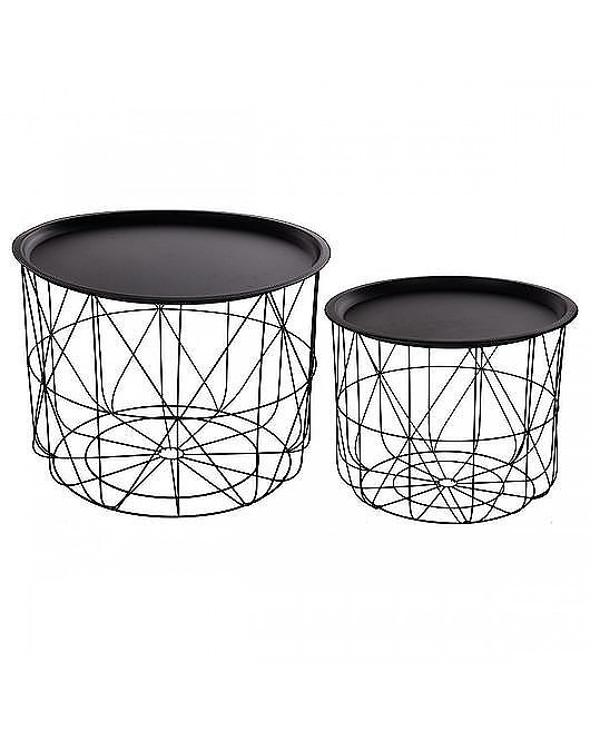 Stolik 2 szt. Metalowy Czarny MIA home