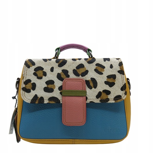 torby na ramię Torebka skórzana damska klasyczna rączka pasek ze skrawków OLIVKA